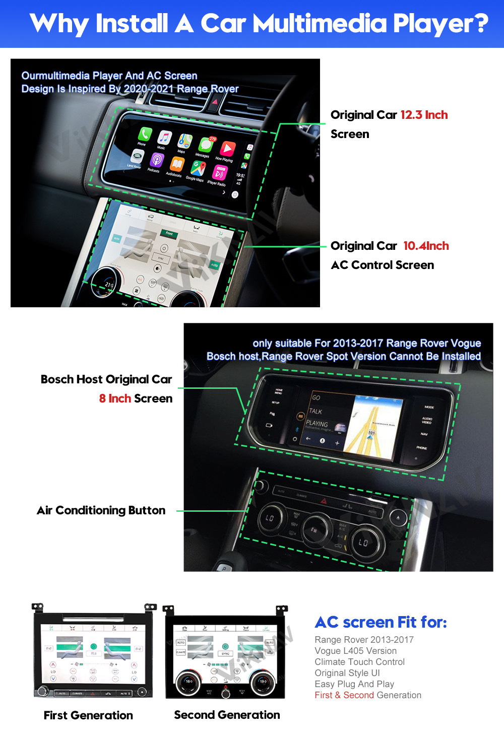 GPS Navigation Range Rover Car Stereo For Vogue L405 2013 2017