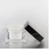 Buy cheap Eco - Friendly Glass Cosmetic Cream Jar Square Shape Clear Body Black Lid from wholesalers