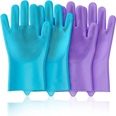 Buy cheap Purple And Blue Dishwashing Reusable Silicone Gloves For Cleaning from wholesalers