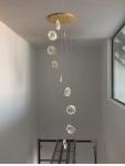 Luxury Crystal Chandelier For Staircase Gold Black Home drop light circle led