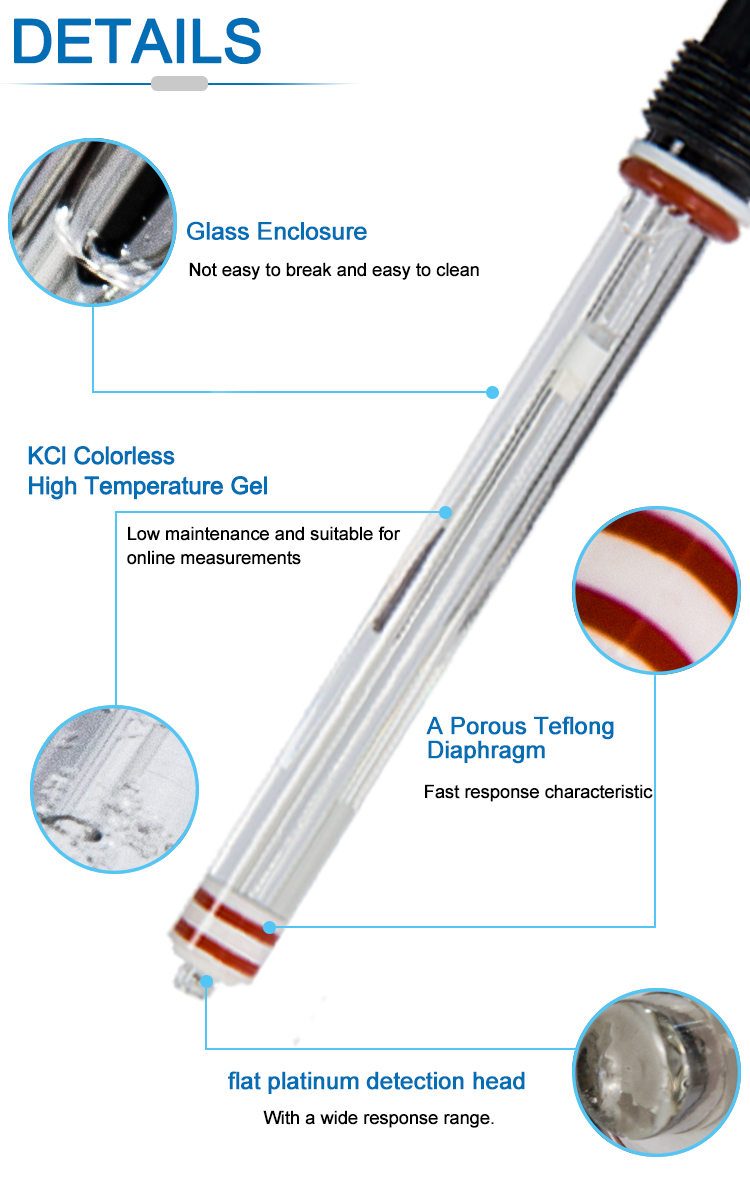 0 ~ 80℃ 1500mV ORP Sensor For Electroplating And Mining And Swimming Pool