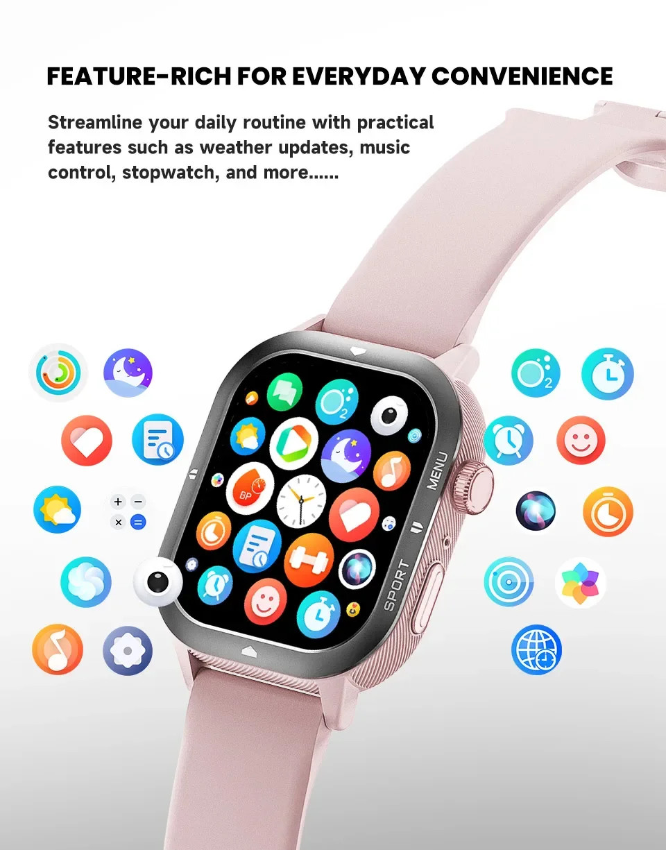 C30 1ATM Waterproof Smartwatch For Men Women , BT Call Fitness Sleep Heart Rate Sport Watch