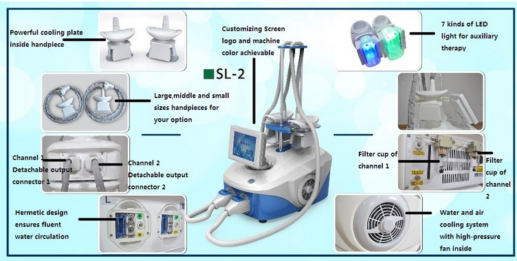 Anti - Puffiness Cryolipolysis Slimming Machine 2 Handles Cellulite Removal Machine
