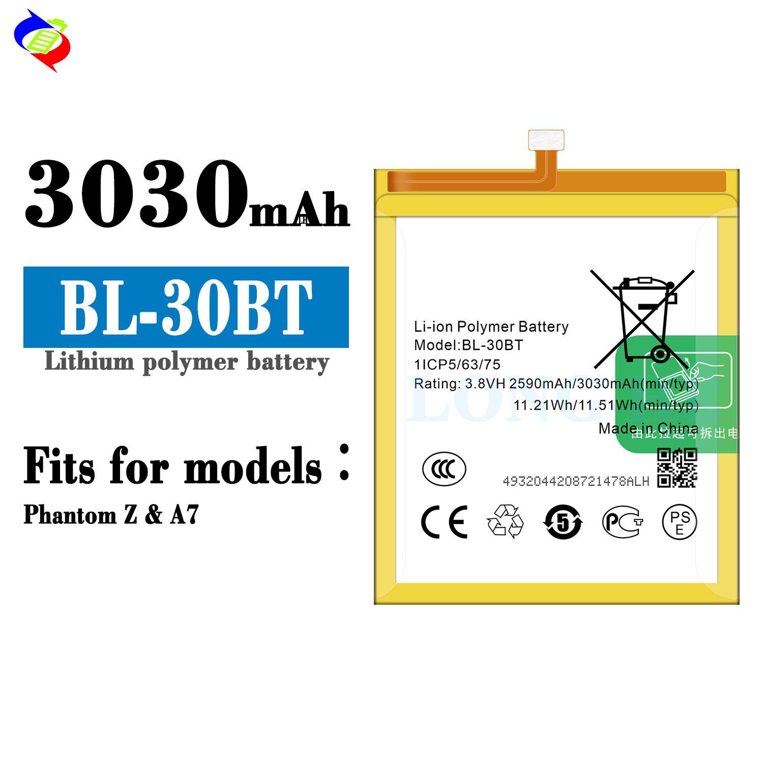 3030mAh BL-30BT Phantom A7 mobile phone battery for Tecno Phantom Z battery rechargeable batteries