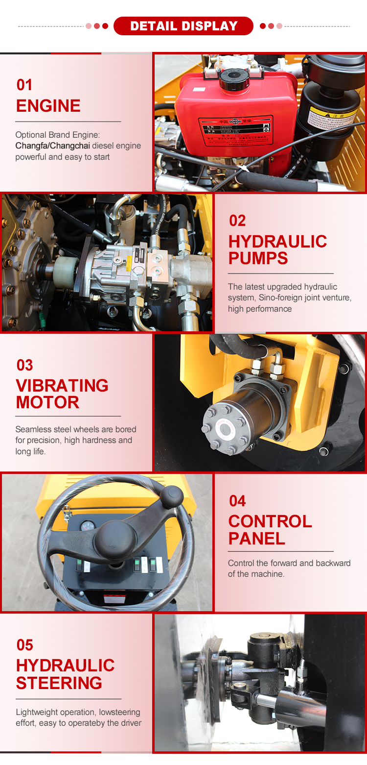Road Machine 2000kg 3000kg 2ton 3ton Mechanical Articulated Road Roller With Double Drum
