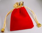 50 jewelry pouches - Gold top velvet pouches, jewelry bags, red color, 10cmX8cm