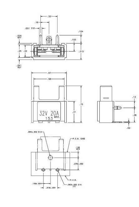 Regular Automotive Blade Fuse Holder and screw-in fuse carrier ATY-PCB-19G6 car fuse holder