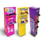 Custom Food candy packing dumpbin unit display stand box display rack tower