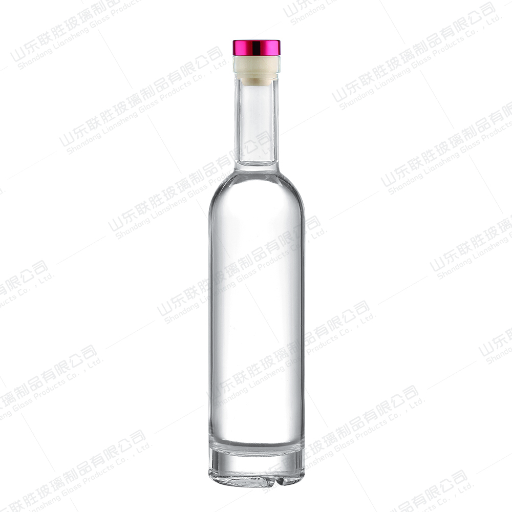 375ml 500ml Flint Glass Bottle for Wine Liquor Transparent Round Base Material Glass