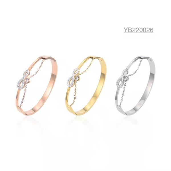 Solid Gold Rhinestone Bracelet Adjustable Silver Butterfly Bangle Valentine's