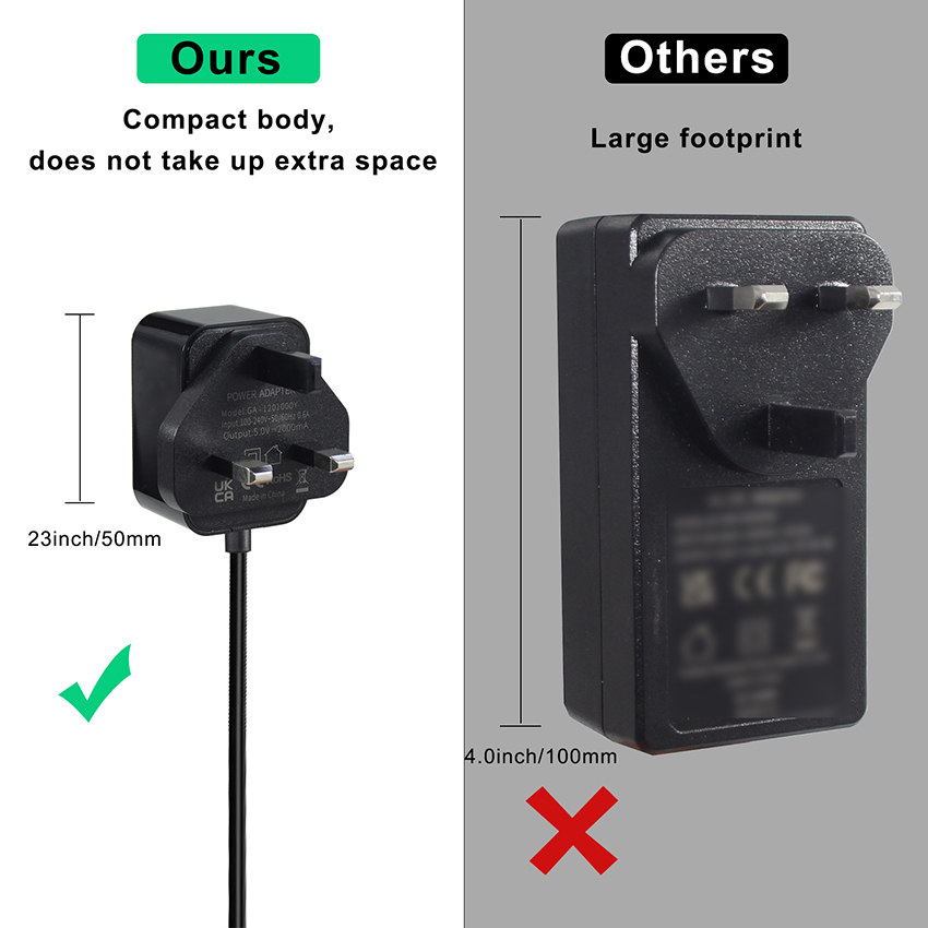 DC 12V2A Power Supply Adapter 2000mA 24W AC/DC Converter with 5.5 x 2.5mm 2.1mm Plug