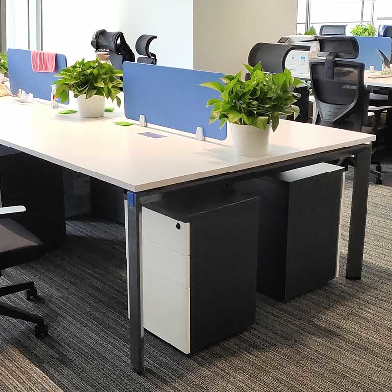 Open Staff Table MDF Office Workstation Furniture For 4 Person