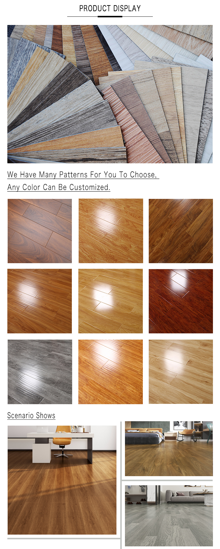 Sound-proof German Technology 12mm Click Vinyl Flooring for Online Technical Support