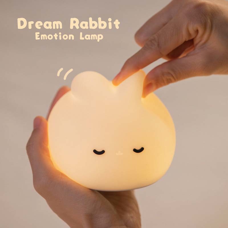 Rabbit Night Light For Kids Lamp Cute Lamp 16 Colors Tap Silicone Kids Night Light For Kids Night Light USB Rechargeable