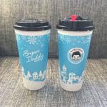 Optional Color 16oz Disposable Paper Cups With Lids Food Grade Ink For Boba Tea