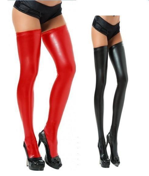 Sexy Women's Hot Faux Leather Thigh High Stockings sexy girls long socks for
