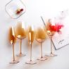 Buy cheap Clear Crystal Wine Glasses Mouth Blown Electroplated Amber Champagne Flutes from wholesalers