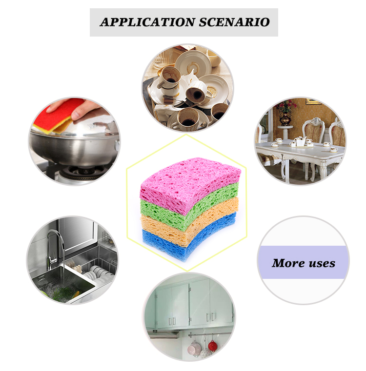 Custom Cellulose Sponge Scourer Thin Natural Vegetable Cellulose Sponges