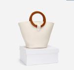 20cm Womens Leather Bag Portable Ring Handle Bucket Bag