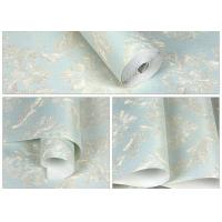 Buy cheap OEM Non Woven Blue Floral Wallpaper / Embossed Wall Covering For Room Decor product
