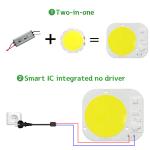 Round 50W LED Chip High Power Driverless Full Spectrum AC220V