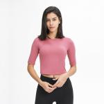 Women Buttery Soft Yoga half sleeve t shirt 150gsm Slim Fit Gym Fitness Crop Top