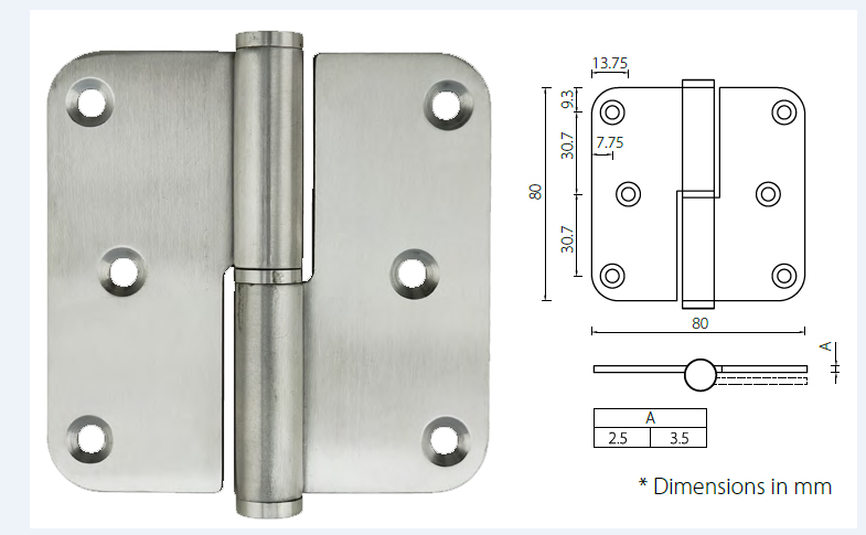 OEM Exterior Door Hinges , Public Building Window Hinges HLL8080 NO