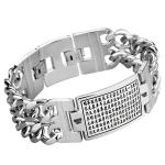Men's Titanium Stainless Steel Dould Curb Chain Id Bracelet with Chinese Word