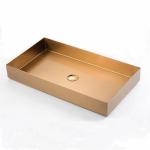 Fashion Retangular Bathroom Sinks Over Mounted Brushed Surface Treatment