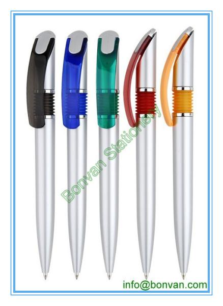 Buy cheap silver painted plastic pen, silver color promotional ball pen from wholesalers