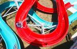 Family Open Spiral Slide Water Park Equipment , Blue Red Green Fiberglass Spiral