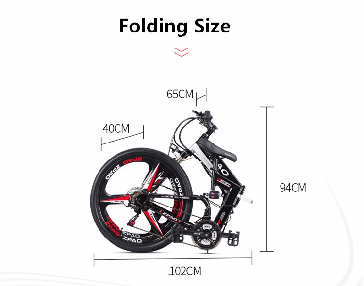 30 - 50Km/h Electric Folding Bike 48V 10.4AH Battery 250W - 350W CE Certificated