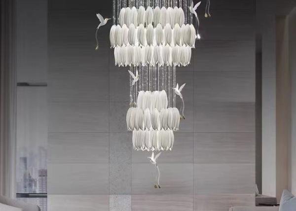 Ceramic Porcelain White Flower Decorative Chandelier Wedding Pendant Lamp For
