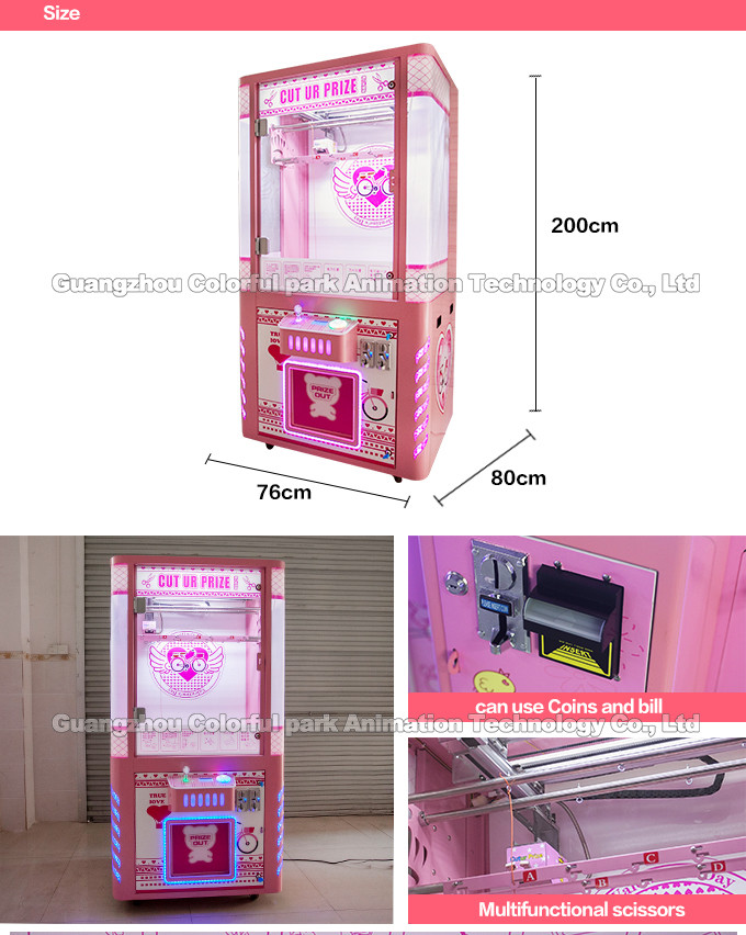 1 Player Coin Operated Toy cut ur prize toy scissors prize gift vending doll crane machine
