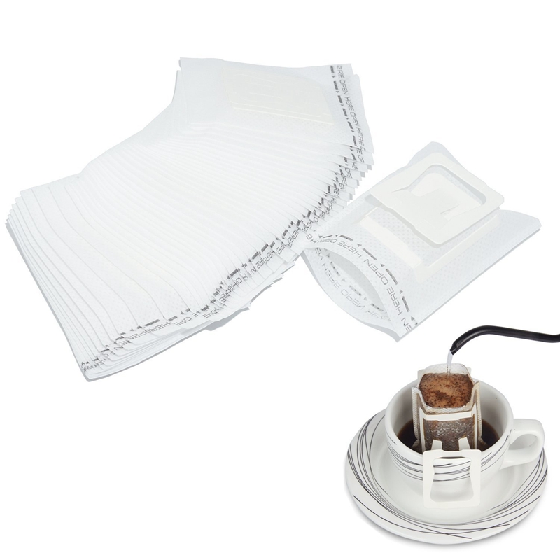 Hanging Ear Nonwoven Coffee Filter Pouches Unbleached 75mmx90mm