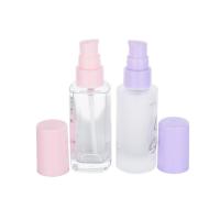 Buy cheap 30ml Transparent Empty Foundation Bottle With Pink Or Purple Plastic Caps product