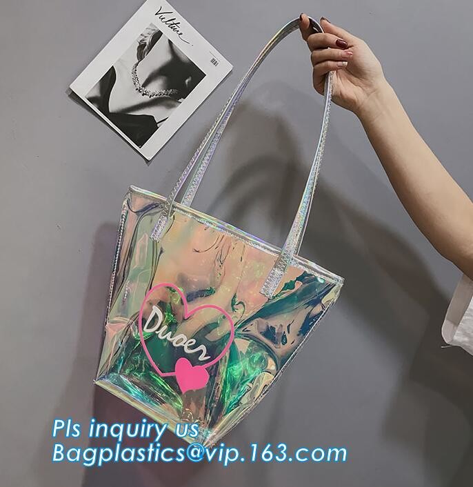 Waterproof PVC Shoulder Tote Beach Bag with Chain, Pvc Manufacture Small Custom Travel Mens Shoulder Bag, Sling Shoulder