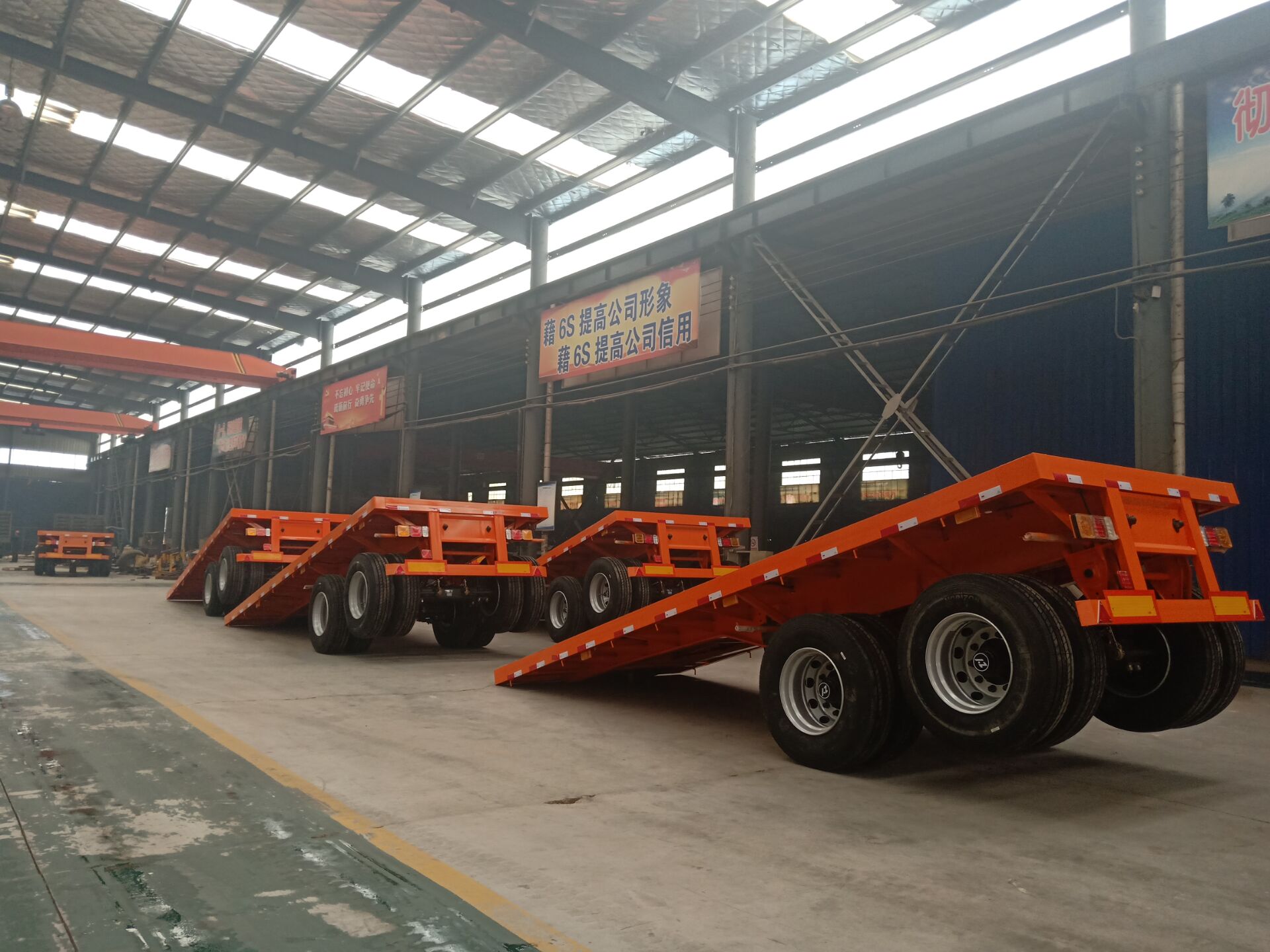 JUYUAN 55 Ton Tri Axis/2 Axles 40ft Used Flatbed Container Trailer Dependable Certificate