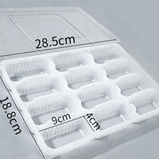 Plastic Dumpling Freezer Tray Packaging Lining Frozen Food Packaging Disposable Dumpling Tray with Lids