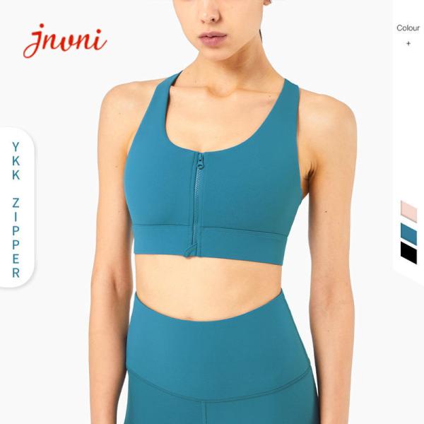 Buy cheap Fitness Women Front Zipper Push Up Yoga Sports Bras Racer Back Gym Bra from wholesalers