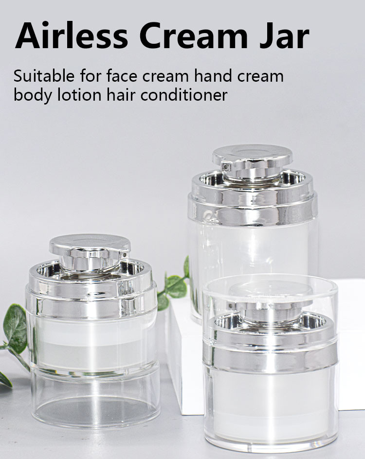 Electroplating Acrylic Airless Pump Cream Jar 15 / 30 / 50 / 70g