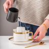 Buy cheap 250ml Europe Design Luxury Gold Rim Cappuccino Cup And Saucer Set With Porcelain from wholesalers