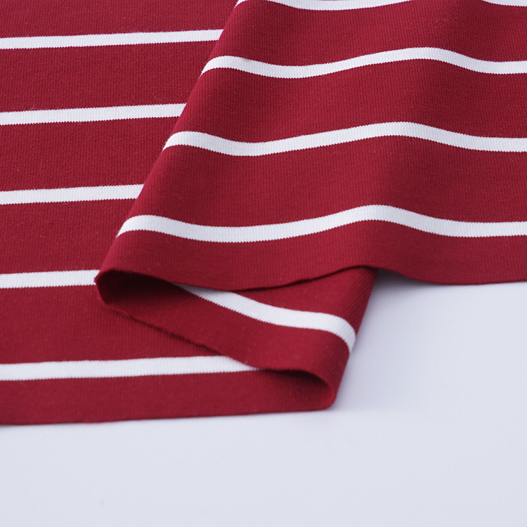 Moisture Wicking Lycra Cotton Stripe Fabric Cotton Ribbed Fabric For Shirt