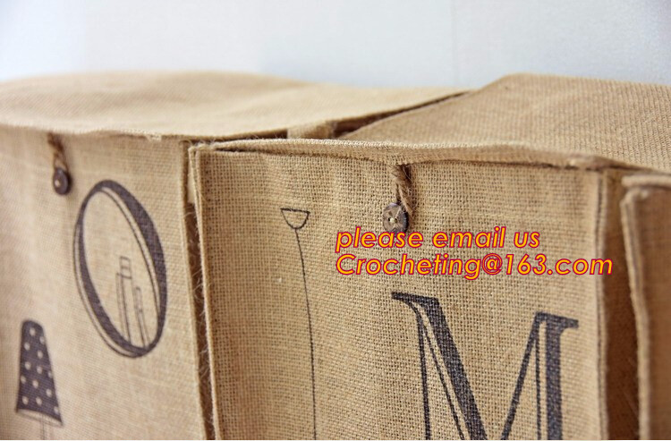 Jute material small toy storage basket,Printing set of 3 Jute storage basket ,storage bin , laundry basket bin bagease