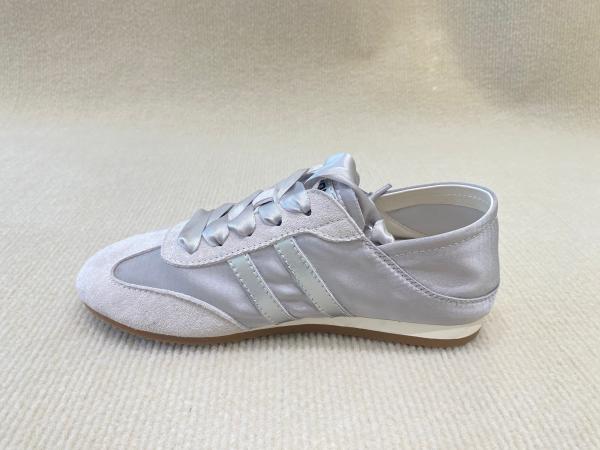 Buy cheap Flat Womens Satin Sneakers OEM Lace Up Running Shoes And Color Bars from wholesalers