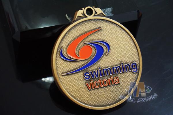 Buy cheap Swimming Football Or Flag Football Custom Sports Logo Medals Filling Soft Enamel With Texture Recessed from wholesalers