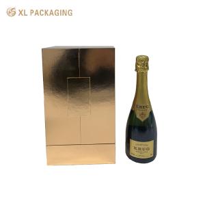 Wholesale Gold Glossy Paper Wine Packaging Box Two Door Magnet Vodka Whisky Packaging Box from china suppliers