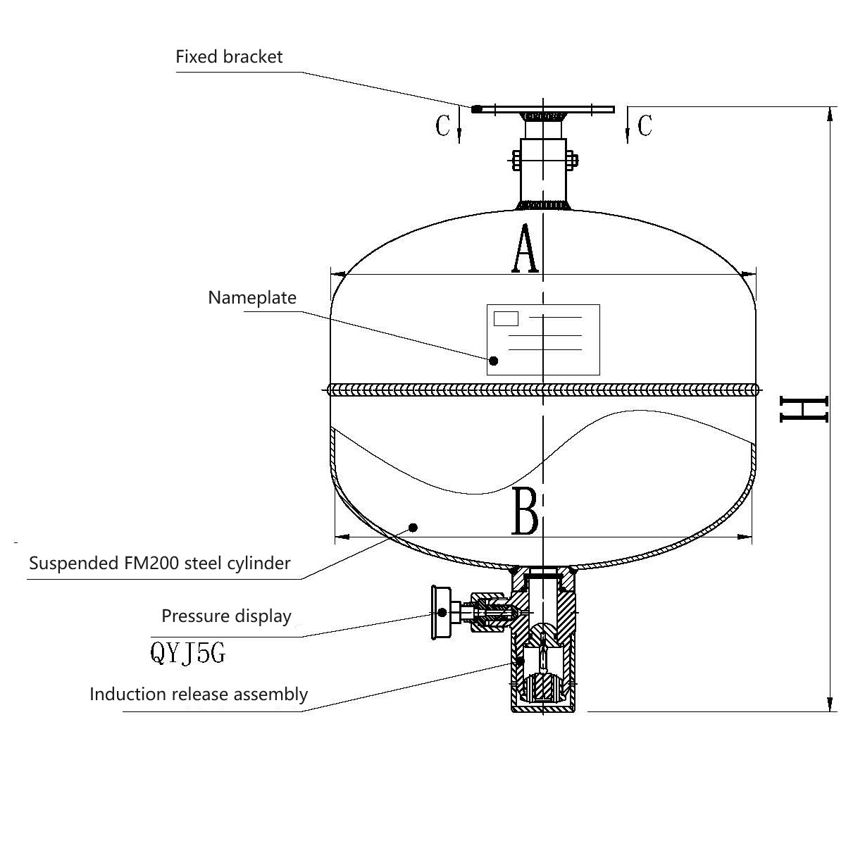 Hanging FM200 Fire Suppression System Easy Installation TUV SGS ISO CE Certified