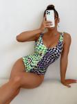 Green Upf50++ Ladies One Piece Swimsuit Comfortable Medium Thickness