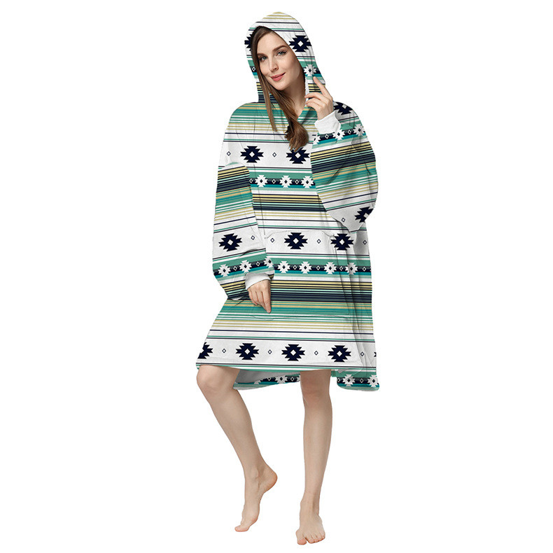 100% Polyester Customized Wearable Blanket Hoodie Oversized Fleece Hooded Blanket